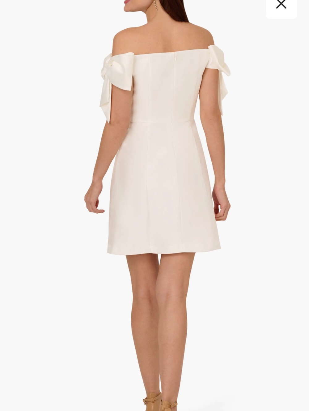 Adrianna Papell Off-Shoulder Ivory Cocktail Dress - Picture 2 of 12